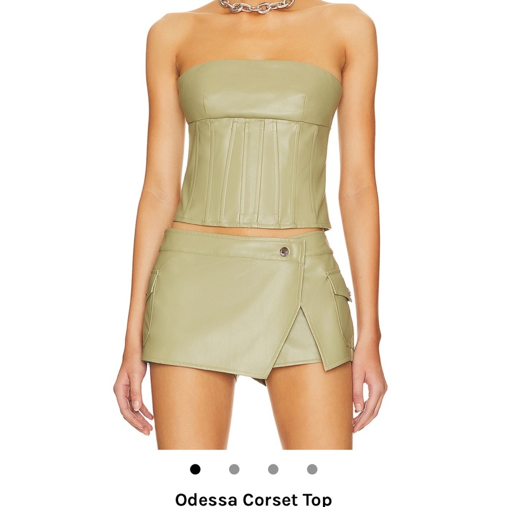 Superdown Green Corset Top and Skirt Set (Small)